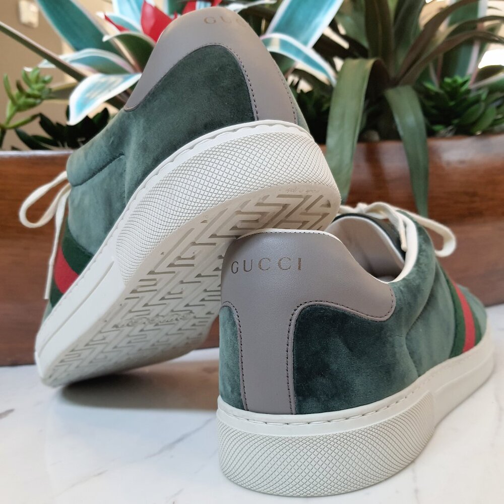 GUCCI new sneakers Ace 'Green Velvet' 757893 - Picture 12 of 16